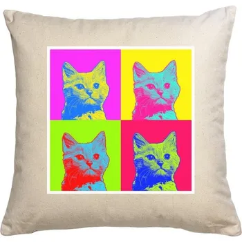 Dekorativní polštářek Polštář bavlněný s potiskem Kočka pop art