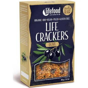 Slaná pochutina Lifefood LIFE CRACKERS BIO RAW Olivové 90g