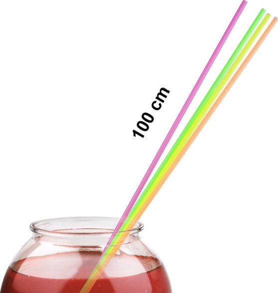 Slámky dlouhé (brčka) XXL 100 cm, průměr 6,5 mm - neon (znovu použitelná) - [100ks]