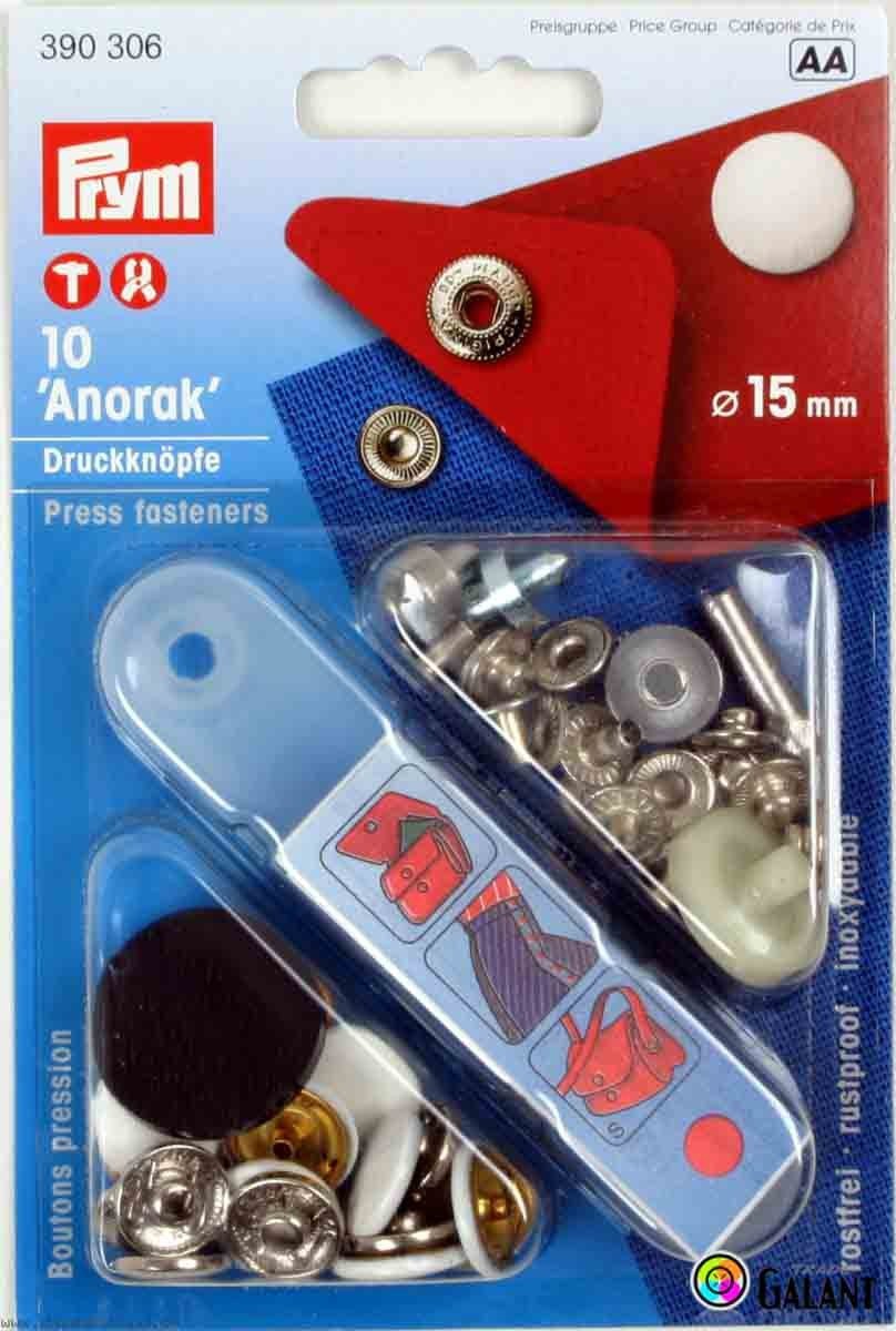 PRYM Nähfrei-Druckknöpfe Anorak 15 mm brüniert Nachfüllpackung
