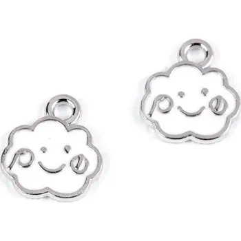 Přívěsek Přívěsek kovový smalt - mráček bílý 11x13 mm (2ks)