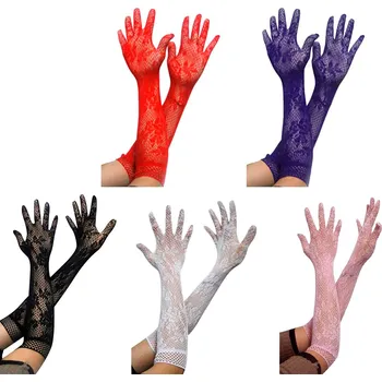 Rukavice Síťované rukavičky s krajkovým vzorem 5 barev Barva: červená