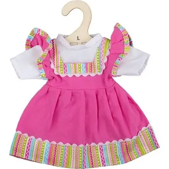 Bigjigs Toys Růžové šaty s pruhovaným lemováním pro panenku 38 cm
