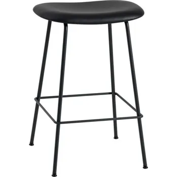 Barová židle Muuto Barová stolička Fiber Stool 65cm Tube Base, black leather