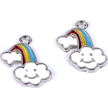 Přívěsek Přívěsek kovový smalt - duha 12x15mm (2ks)