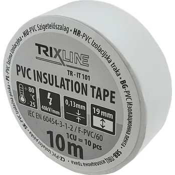 elektrický kabel PVC izolační páska TR-IT 101 10m, 0,13mm bílá TRIXLINE