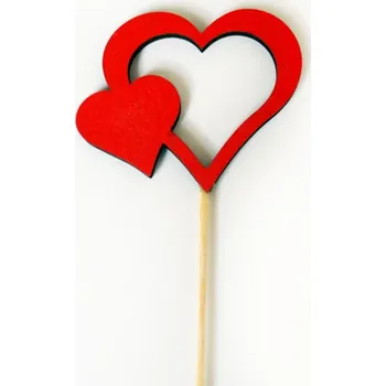 Srdce vykrojené dřevěné, zápich, 6 cm