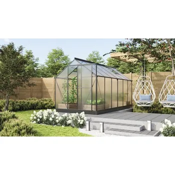 Skleník Skleník Vitavia Triton 7500 polykarbonát 4 mm 198 x 379 cm černý vč. základového rámu