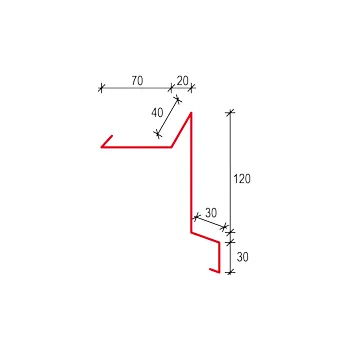 plechová krytina Závětrná lišta Satjam ZLS 90 spodní Povrchová úprava: Polyestersat PE 25, Barva krytiny: Červenohnědá RAL 3009