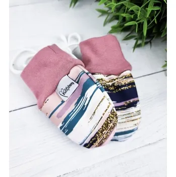 Rukavice Bezpalcové zateplené SOFT dětské rukavice - Pink Bars 0 - 6 M