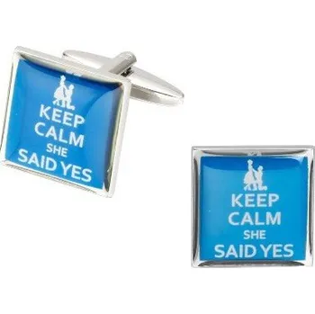 Manžetový knoflíček Manžetové knoflíčky svatební pro ženicha Keep Calm.... Světle modrá