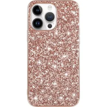 Pouzdro na mobilní telefon Ochranný kryt s flitry pro iPhone 14 Pro Max - růžovozlatý