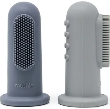 Zubní kartáček Mushie silikonový zubní kartáček na prst 2 ks Tradewinds / Stone