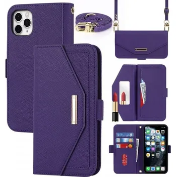 Pouzdro na mobilní telefon Flipové pouzdro s popruhem ve stylu psaníčka pro iPhone 11 Pro Max - fialové