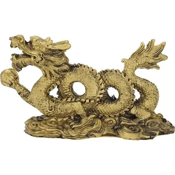 Soška Drak resin 15 cm zlatý