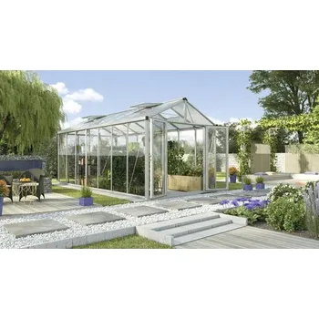 Skleník Skleník Vitavia Zeus Comfort 13800 kombinace skla a polykarbonátu 258,4 x 539,6 cm hliník vč. podlahového rámu