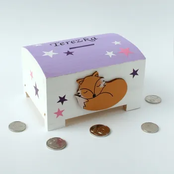 Pokladnička Dřevěná pokladnička - Tiše, liška spí