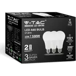 V-TAC LED žárovky 15W 1521lm A65 E27 balení 3 kusů Barva světla: Studená bílá