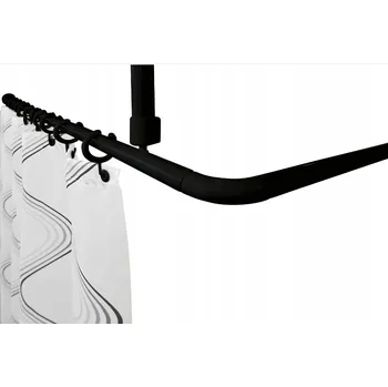 Tyč na sprchový závěs wela SYSTEM - ČERNÁ UNIVERZÁLNÍ ROHOVÁ TYČ 160x90, 90x80x90 cm DO SPRCHOVACÍHO KOUTU