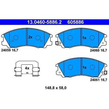 Brzdová destička Sada brzdových destiček, kotoučová brzda ATE 13.0460-5886.2