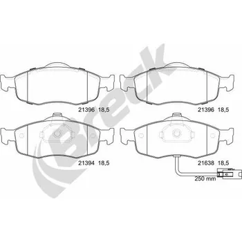 Brzdová destička Sada brzdových destiček, kotoučová brzda BRECK 23071 00 701 10