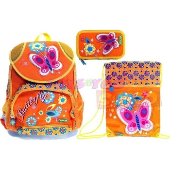 Školní batoh Batoh ergonomický Motýlek 3dílný set - akce