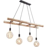 LEUCHTEN DIREKT is JUST LIGHT Závěsné svítidlo v moderním retro designu s dřevěným žebříkem z eukalyptového dřeva