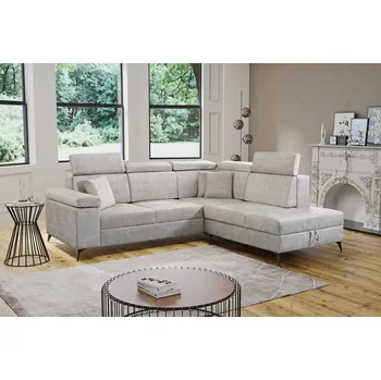 Sedací souprava Sedačka BRICO, potahový materiál: COUNTRY 2 šedá, nohy: chromované, roh: pravý