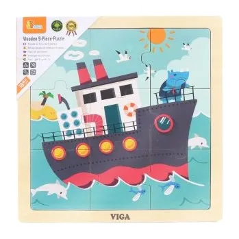 Dřevěné puzzle 9 dílků - loď