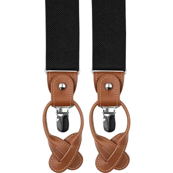 Kšandy Bubibubi Černé pánské kšandy s hnědými poutky