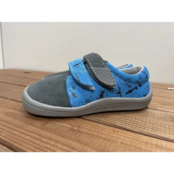 Dívčí polobotky Barefoot tenisky s potiskem AEROPLANE (BF 0001/W/N/TS), Beda Barefoot Velikost: 22