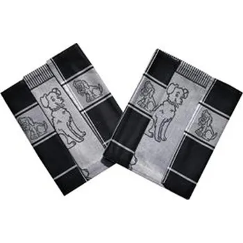 Dadka Bavlněná utěrka Šedá Pes + Kočka 3ks Barva: kočka