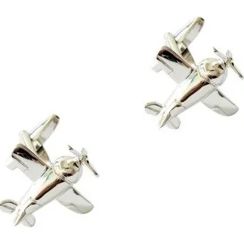 Manžetový knoflíček Manžetové knoflíčky akrobatické letadlo, letec akrobat Stříbrná