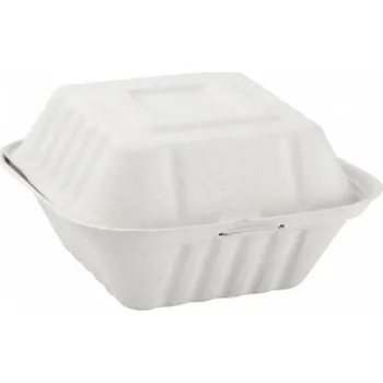 Jednorázové nádobí Burger box 15x15x7.5cm z cukrové třtiny (50ks)