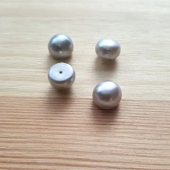 Dětské navlékací korálky Perla sladkovodní přírodní šedá 9 - 9,5mm polovrtaná - Obsah balení 1 ks PP 086