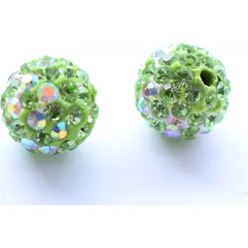 Korálek Šatonová kulička Peridot Crystal AB 8mm polovrtaná AB 013