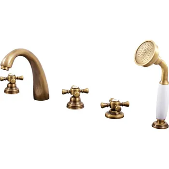 Vodovodní baterie Vanová baterie RAV SLEZÁK Morava se sprchovým setem stará mosaz MK376.0PSM