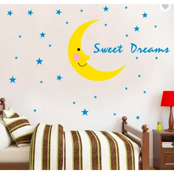 Samolepící dekorace Samolepka na zeď "Měsíček a hvězdičky" 170x150cm