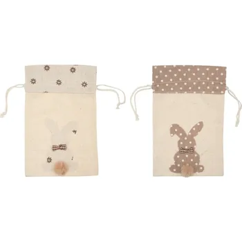 Velikonoční dekorace Anděl Přerov Pytlík lněný 20 x 30 cm se zajíčkem