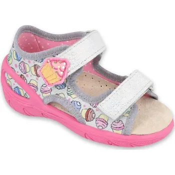 Dívčí sandály Sandálky Befado Sunny 065P135 065X135 s koženou stélkou růžovostříbrné s muffinky velikost: 23