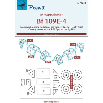 Plastikový model Peewit 1/72 Canopy mask Messerschmitt Bf 109E-4 (SP.HOB.)