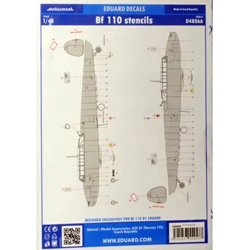 Volný čas 1/48 Decals Bf 110 stencils (EDU)