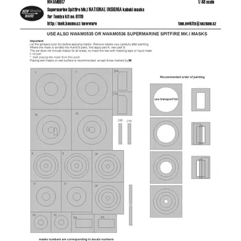 Plastikový model 1/48 Mask S.Spitfire Mk.I NAT.INSIGNIA (TAM 61119)