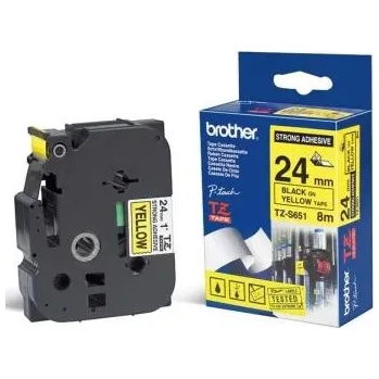 Pásek do tiskárny Brother - TZe-S651, žlutá / černá (24mm, extr. adhez.)