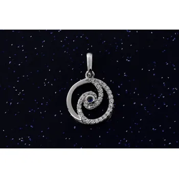 Přívěsek Zlatý bílý přívěsek spirála P088, Au 585/100014kt,váha 1,80g (14kt,váha 1,80g)