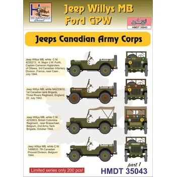 Plastikový model 1/35 Decals J.Willys MB/Ford GPW Can.Army Corps 1