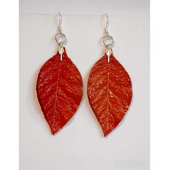 Náušnice Kožené náušnice č.6 Barva: Oranžová