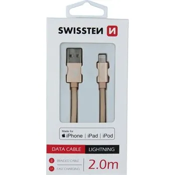 Datový kabel Swissten USB/Lightning MFi 2m, zlatý