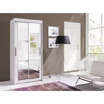 Předsíňová stěna Moderní šatní skříň se zrcadlem Karo 100 cm - bílá