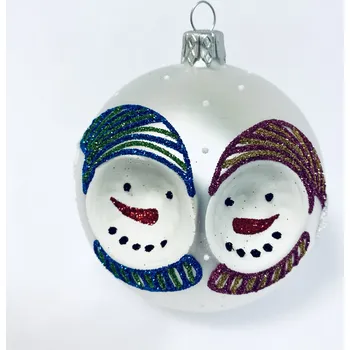 Vánoční ozdoba IRISA Skleněná ozdoba s reflektory Hlavičky sněhuláků, velikost 8 cm Velikost: 8 cm, Balení: 1ks, Barva: bílá